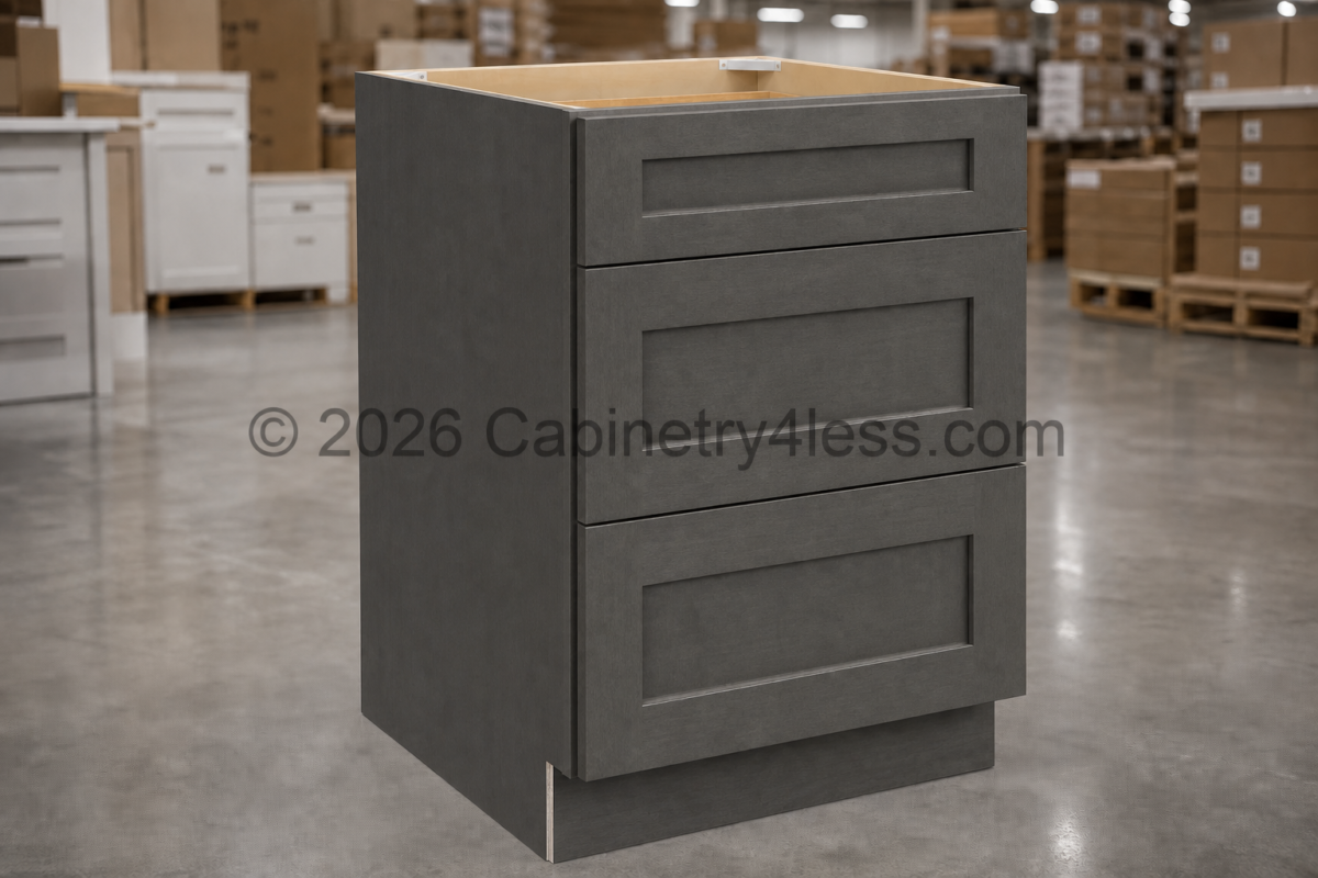 Double Smokey Gray Three Drawer Base