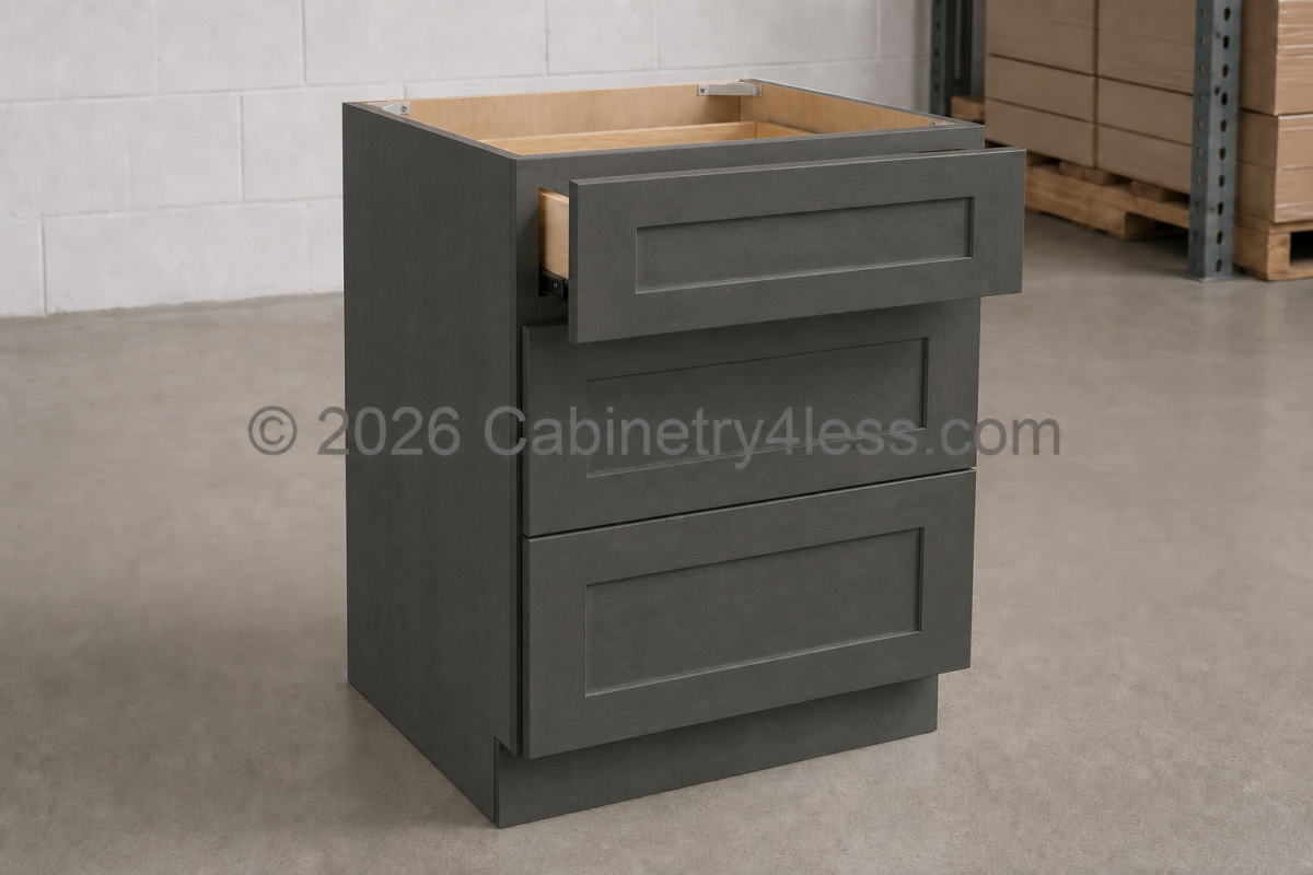 Double Smokey Gray Three Drawer Base
