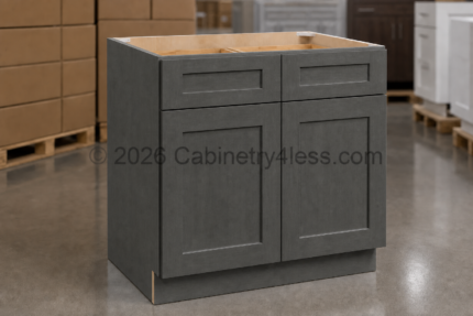 Double Smokey Gray Vanity Sink Base 30"/33"/36"W