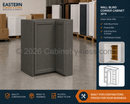 Double Smokey Gray Wall Blind Corner Cabinet 30"H
