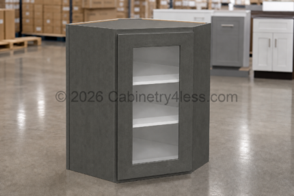 Double Smokey Gray Diagonal Corner Wall Glass Door 24"W