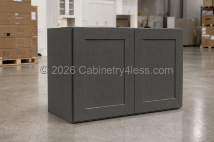 Double Smokey Gray Refrigerator Wall Cabinet Double Doors 30″W