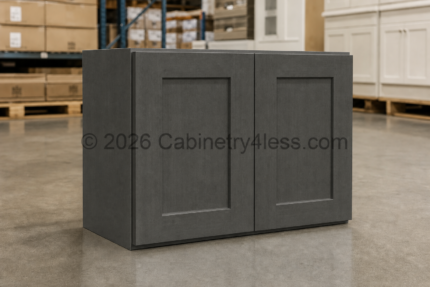 Double Smokey Gray Refrigerator Wall Cabinet Double Doors 33″W