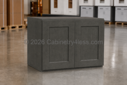 Double Smokey Gray Refrigerator Wall Cabinet Double Doors 36″W
