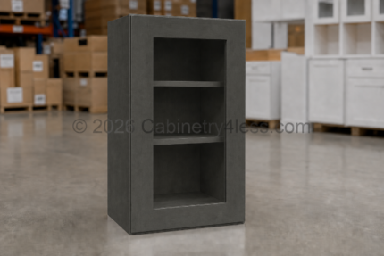 Double Smokey Gray Wall Cabinet Single Glass Door 30″H