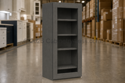 Double Smokey Gray Wall Cabinet Single Glass Door 42″H