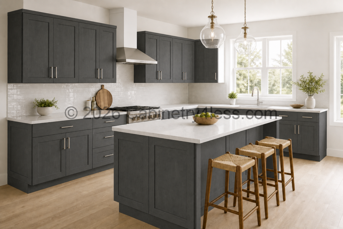 Double Smokey Gray Base Cabinet Double Doors (One Drawer)