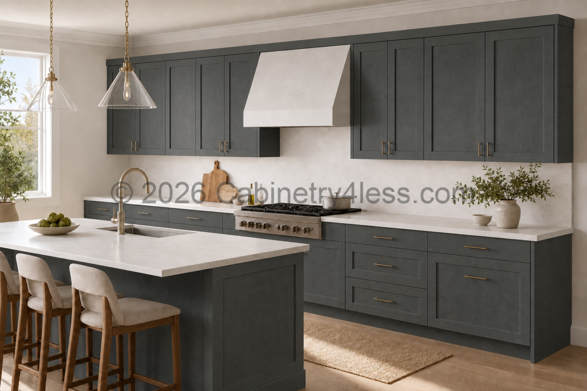 Double Smokey Gray Base Cabinet Double Doors (One Drawer)