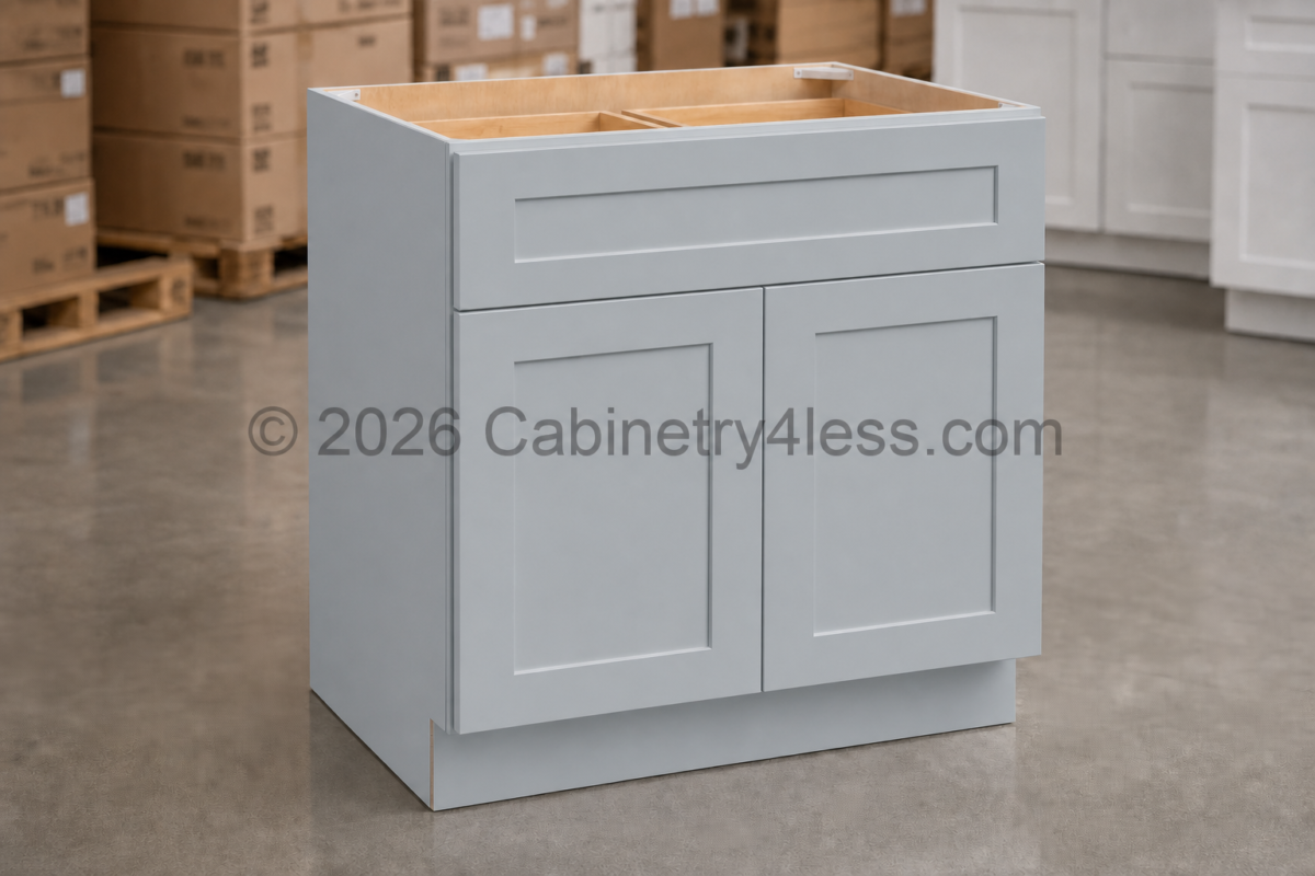 Gray Shaker Base Cabinet Double Doors (One Drawer)