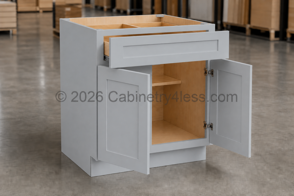 Gray Shaker Base Cabinet Double Doors (One Drawer)