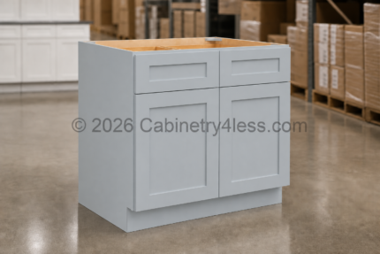 Gray Shaker Base Cabinet Double Doors (Two Drawers)