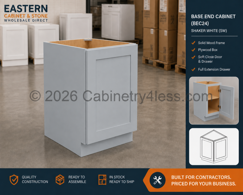 GR-BEC24 – Gray Shaker Base End Cabinet (BEC24)