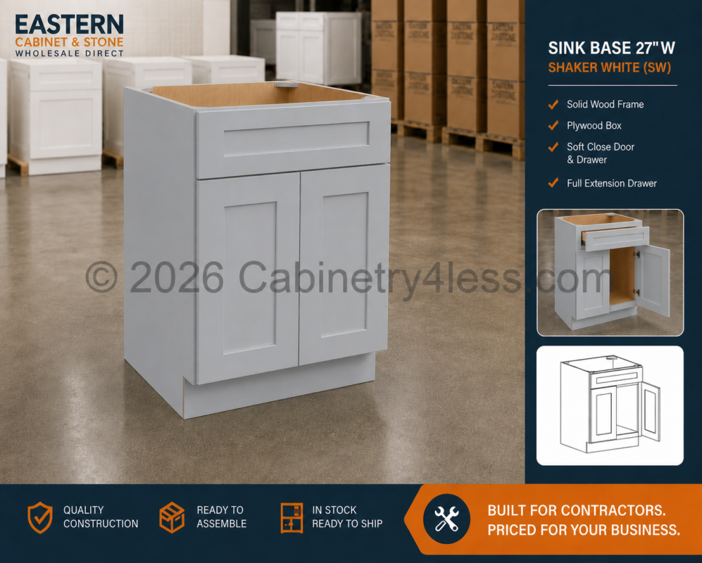 GR-SB27 – Gray Shaker Sink Base 27″W
