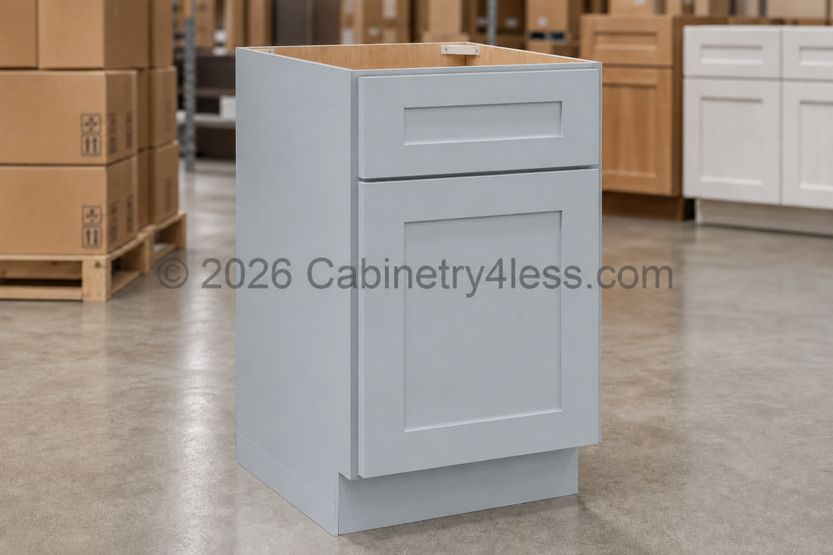 GR-BWB18 – Gray Shaker Base Waste Basket Cabinet (BWB18)
