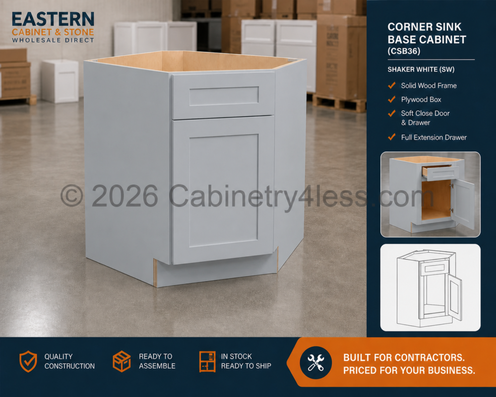 GR-CSB36 – Gray Shaker Corner Sink Base Cabinet (CSB36)