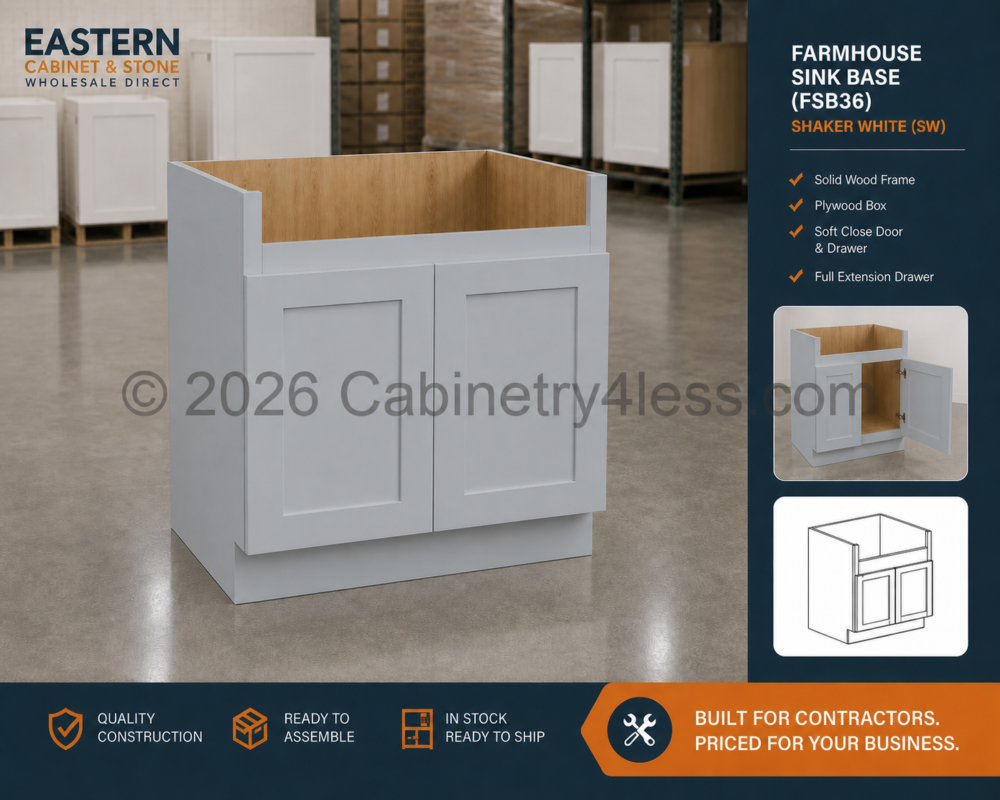 GR-FSB36 – Gray Shaker Farmhouse Sink Base (FSB36)