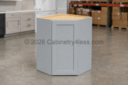 Gray Shaker Diagonal Corner Wall Cabinet 27"W