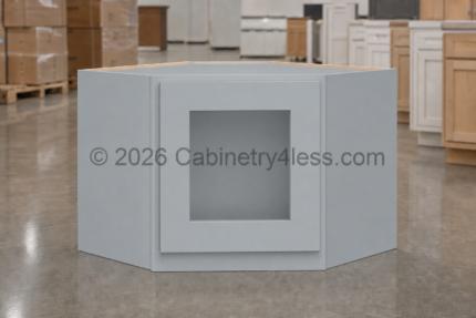GR-DCW2712GD – Gray Shaker Diagonal Corner Wall Single Glass Door 27″W 12″H