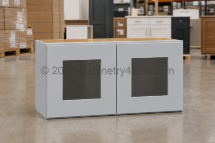 Gray Shaker Wall Cabinet Double Glass Doors 12″H