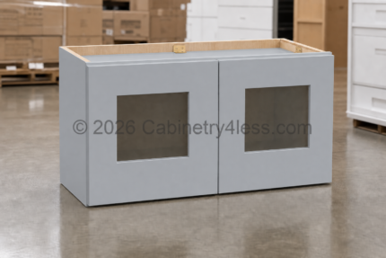 GR-W3018GD - Gray Shaker Wall Cabinet Double Glass Doors 18"H