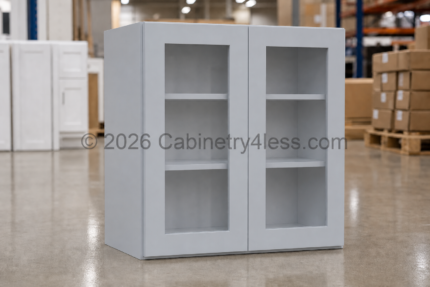 Gray Shaker Wall Cabinet Double Glass Doors 36″H