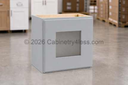 Gray Shaker Wall Cabinet Single Glass Door 12″H