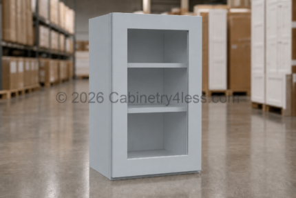 Gray Shaker Wall Cabinet Single Glass Door 36″H