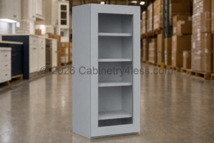 Gray Shaker Wall Cabinet Single Glass Door 42″H