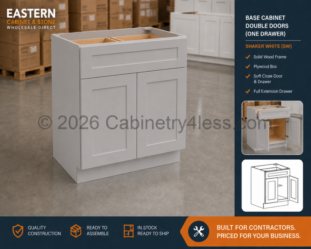 High Glossy Gray Base Cabinet Double Doors (One Drawer)