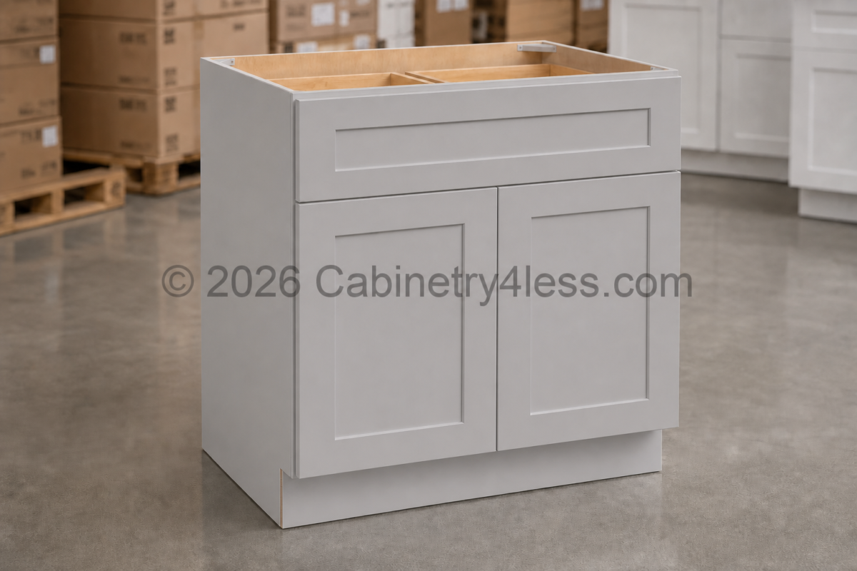 High Glossy Gray Base Cabinet Double Doors (One Drawer)