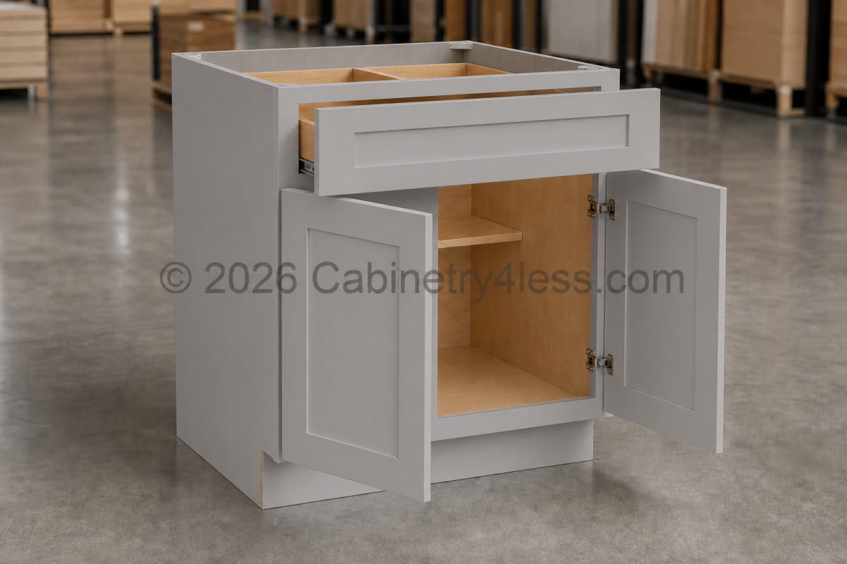 High Glossy Gray Base Cabinet Double Doors (One Drawer)