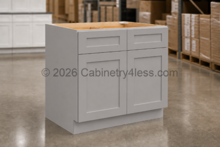High Glossy Gray Base Cabinet Double Doors (Two Drawers)