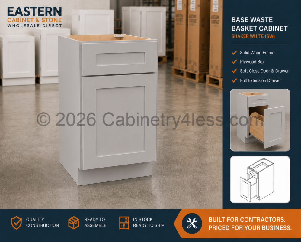 HG-BWB18 – High Glossy Gray Base Waste Basket Cabinet (BWB18)