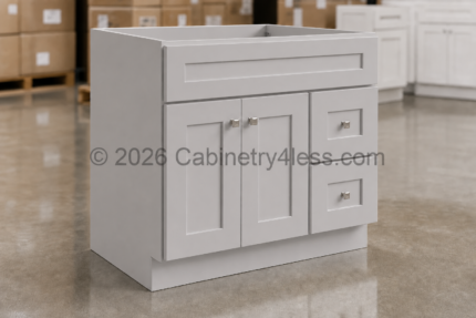 HG-V36TDR - High Glossy Gray Combo Vanity with 2 Drawers Right (V36TDR)