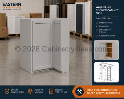 High Glossy Gray Wall Blind Corner Cabinet 30"H