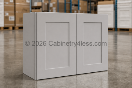 High Glossy Gray Wall Cabinet Double Doors 15"H