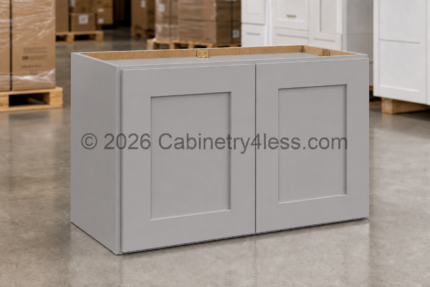 High Glossy Gray Wall Cabinet Double Doors 18"H