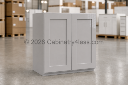 High Glossy Gray Wall Cabinet Double Doors 30″H