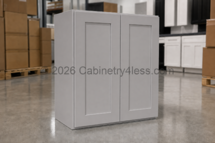 High Glossy Gray Wall Cabinet Double Doors 36″H