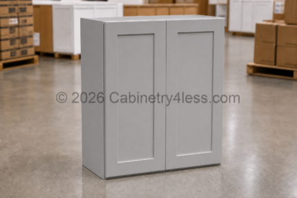 High Glossy Gray Wall Cabinet Double Doors 42″H