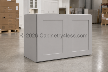 High Glossy Gray Refrigerator Wall Cabinet Double Doors 30″W