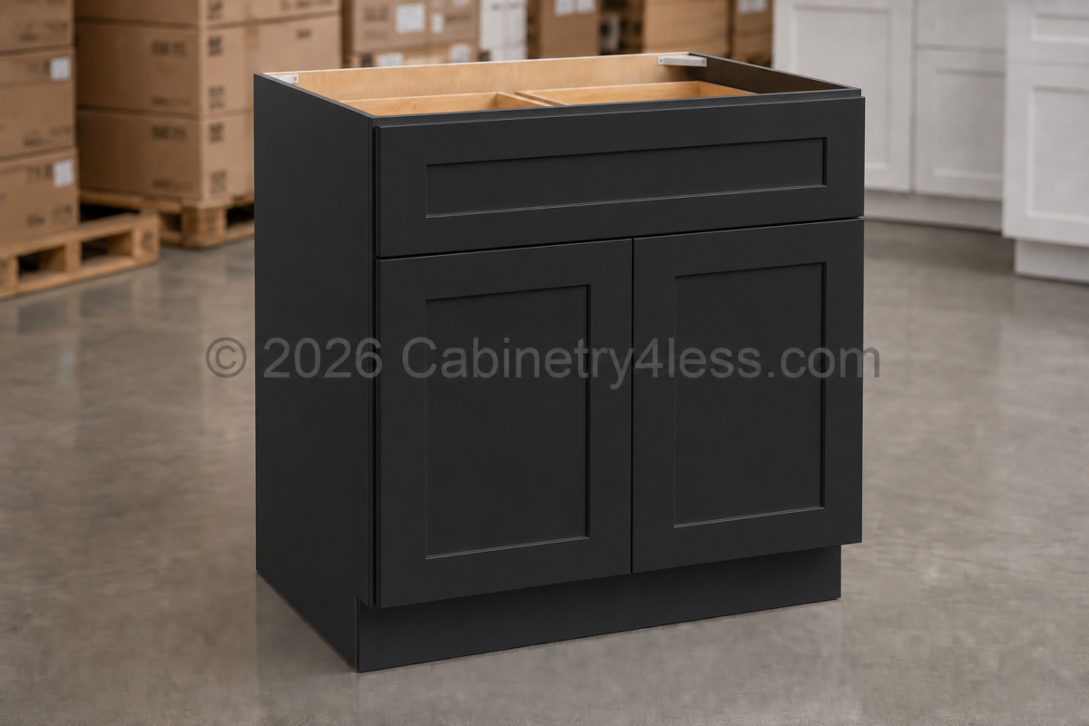 Iron Black Base Cabinet Double Doors (One Drawer)