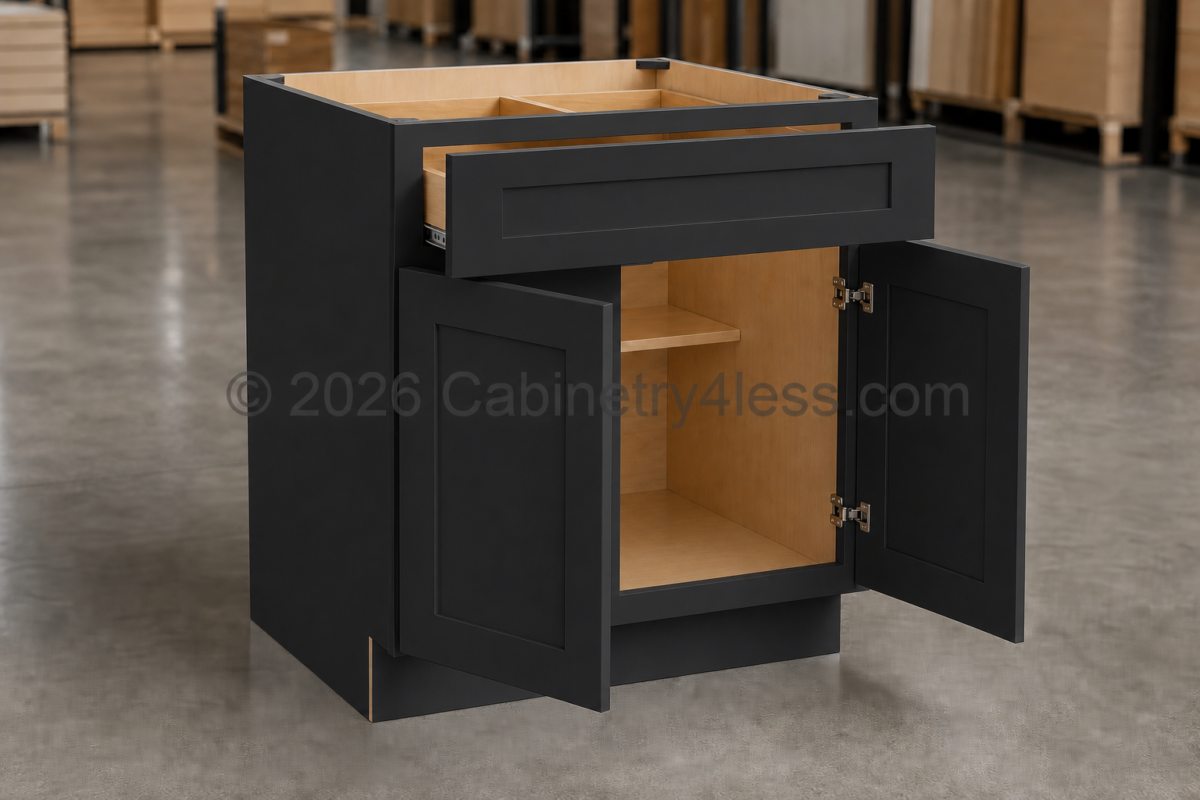 Iron Black Base Cabinet Double Doors (One Drawer)