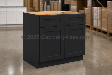 Iron Black Base Cabinet Double Doors (Two Drawers)