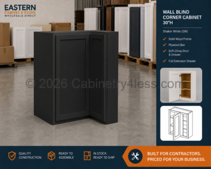 Iron Black Wall Blind Corner Cabinet 30″H