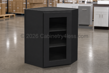Iron Black Diagonal Corner Wall Glass Door 24″W