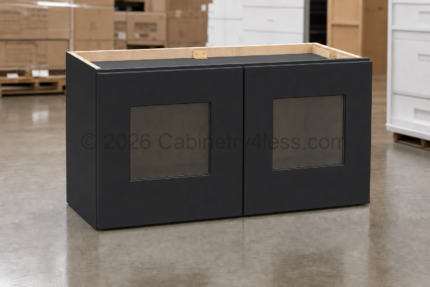 IB-W3018GD - Iron Black Wall Cabinet Double Glass Doors 18"H