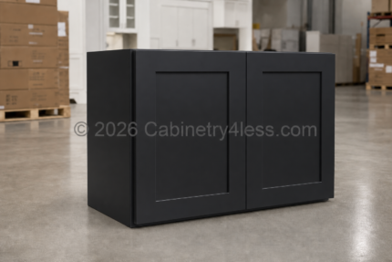 Iron Black Refrigerator Wall Cabinet Double Doors 30″W