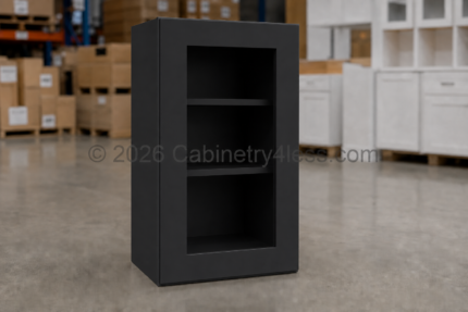 Iron Black Wall Cabinet Single Glass Door 30″H
