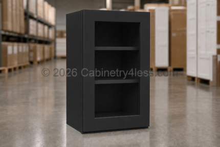 Iron Black Wall Cabinet Single Glass Door 36″H